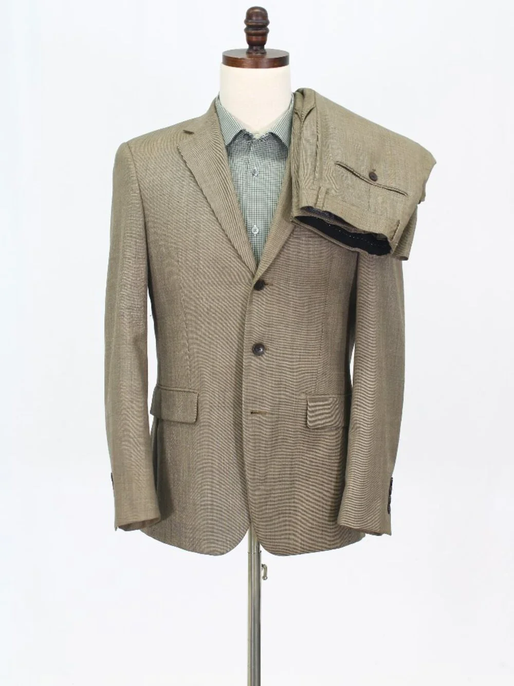Perry Ellis 36R 32x31 Brown Full Suit 3-Button Solid R968